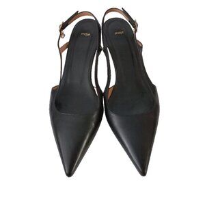 Maje Black Leather Kitten Heels Pointed Toe Elegant Parisian Chic Sz 6.5